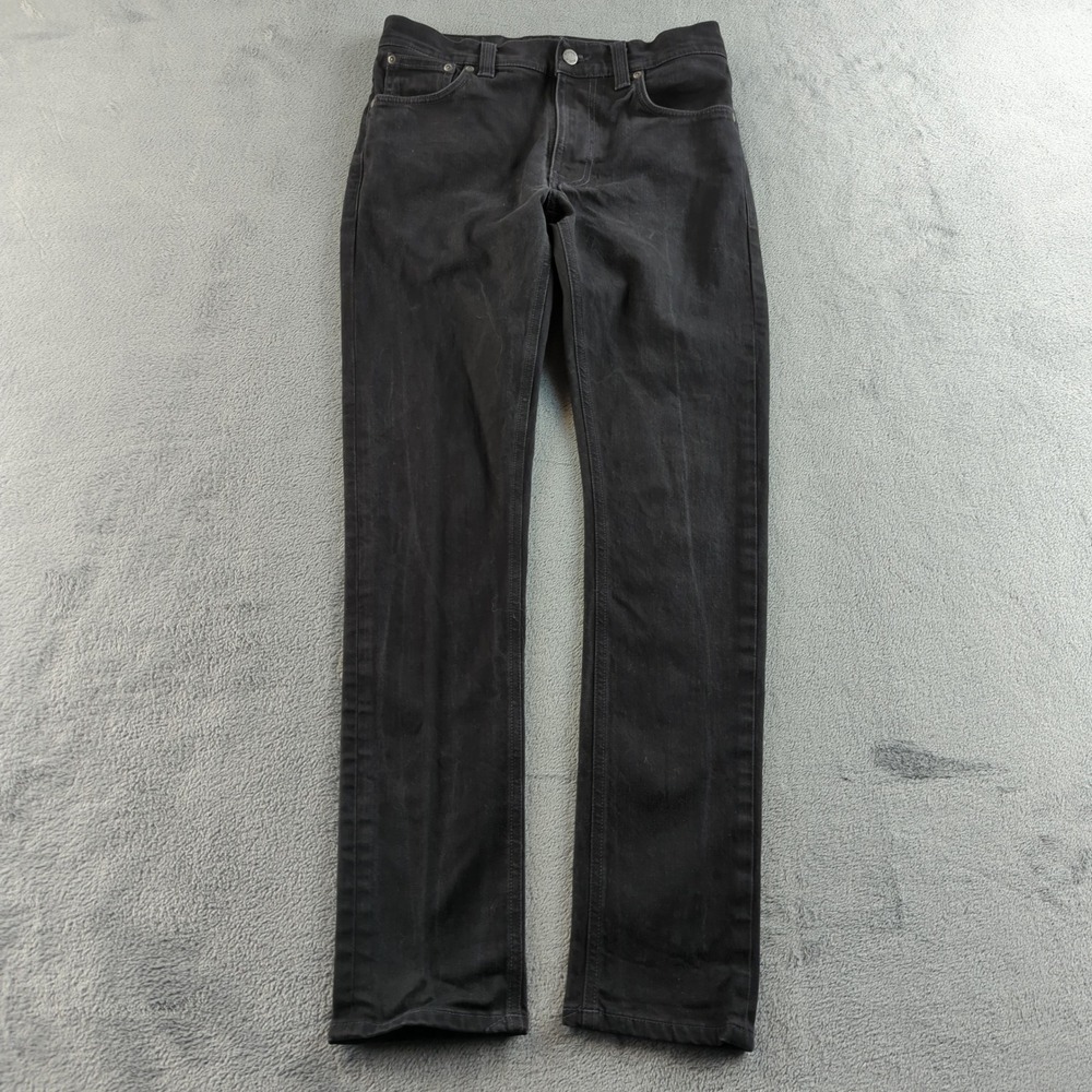 Nudie Jeans Lean Dean Mens 30 (Fits 28x30) Black Faded Slim Fit Grunge Punk Y2K